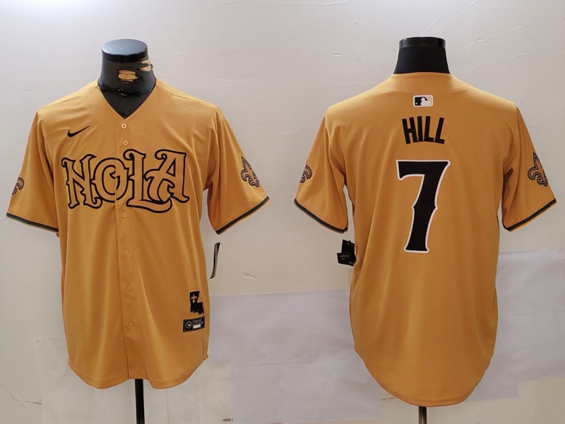 Men's New Orleans Saints Taysom Hill #7 Yellow Jersey